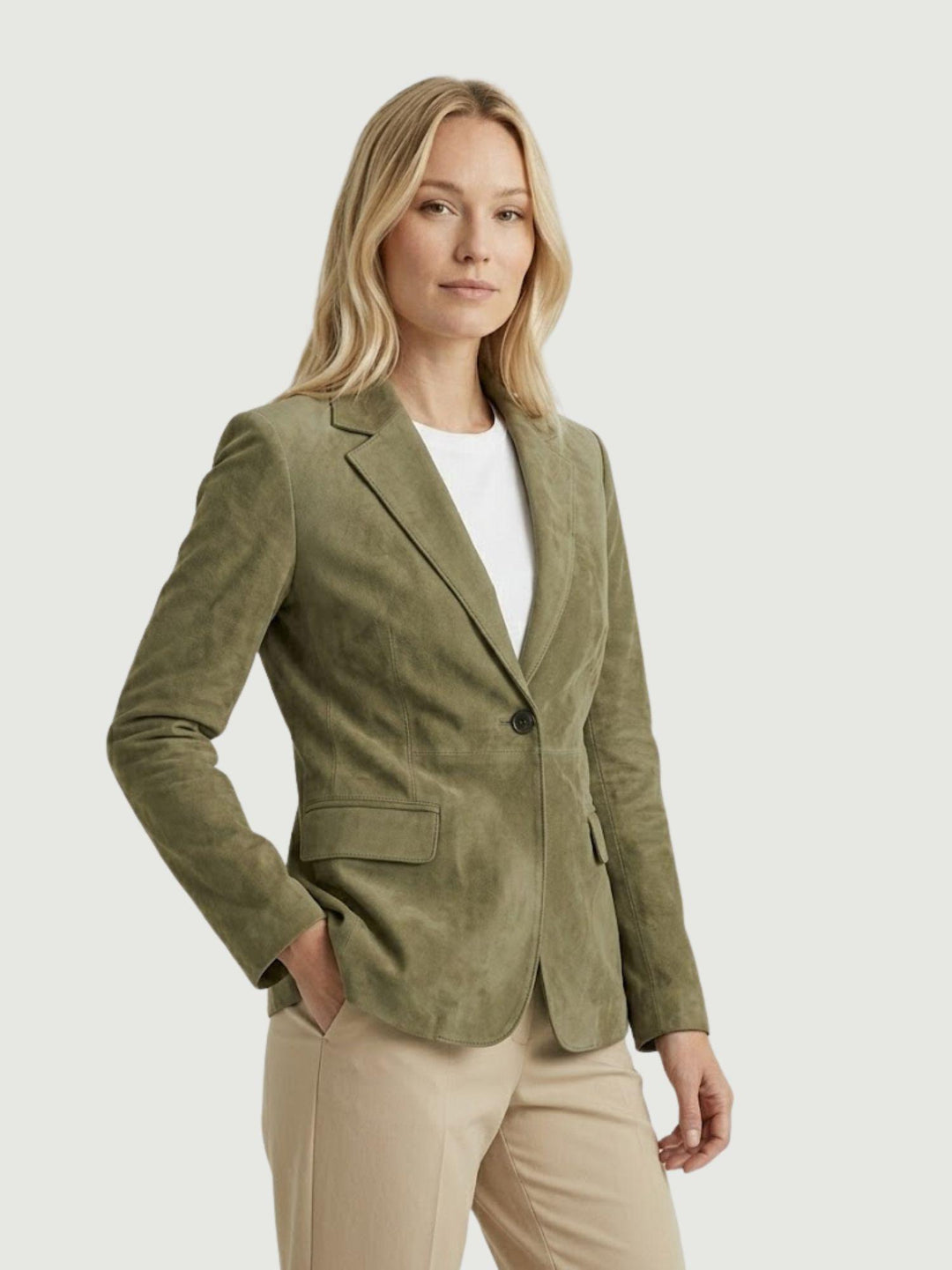 Blazer monopetto Beatriz in pelle scamosciata salvia BEATRIZ 037 JACK LEATHER 