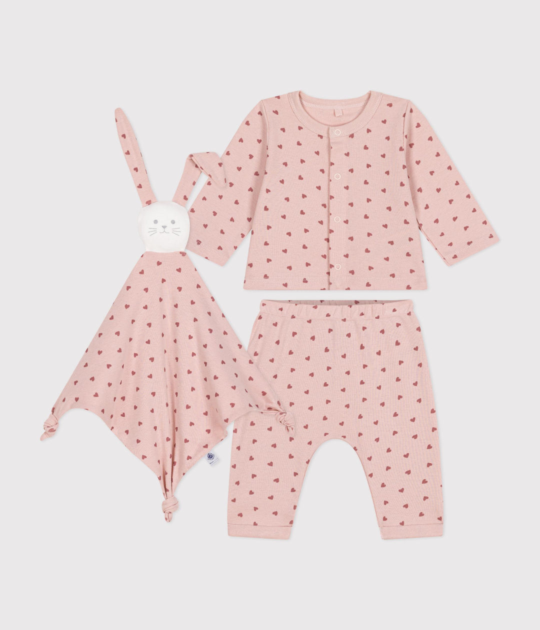 Set rosa con doudou stampa cuori A0BO5 01 PETIT BATEAU 