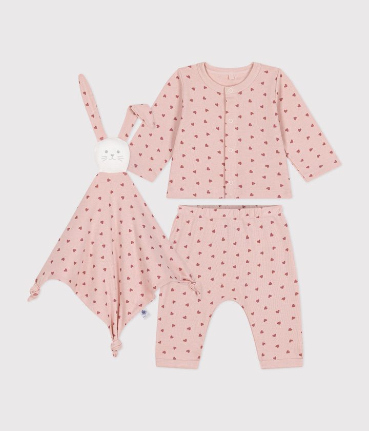 Set rosa con doudou stampa cuori A0BO5 01 PETIT BATEAU 