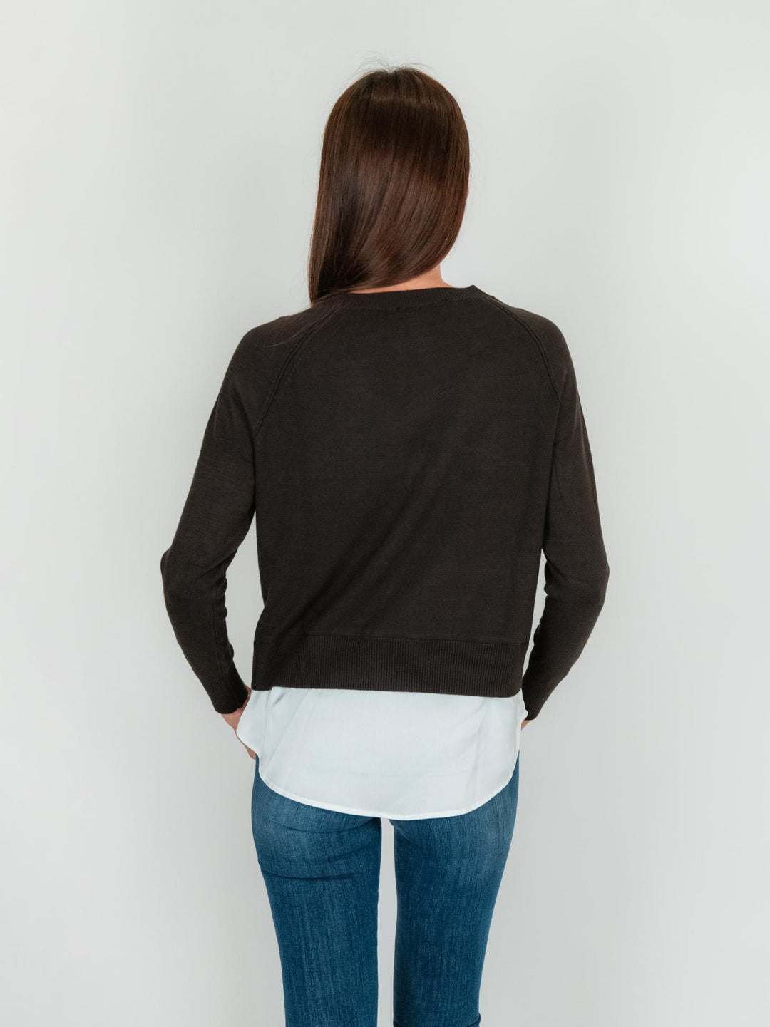 MAGLIA CAMICIA GIROCOLLO MARRONE E BIANCO 245101 069 ANDREA MORANDO 