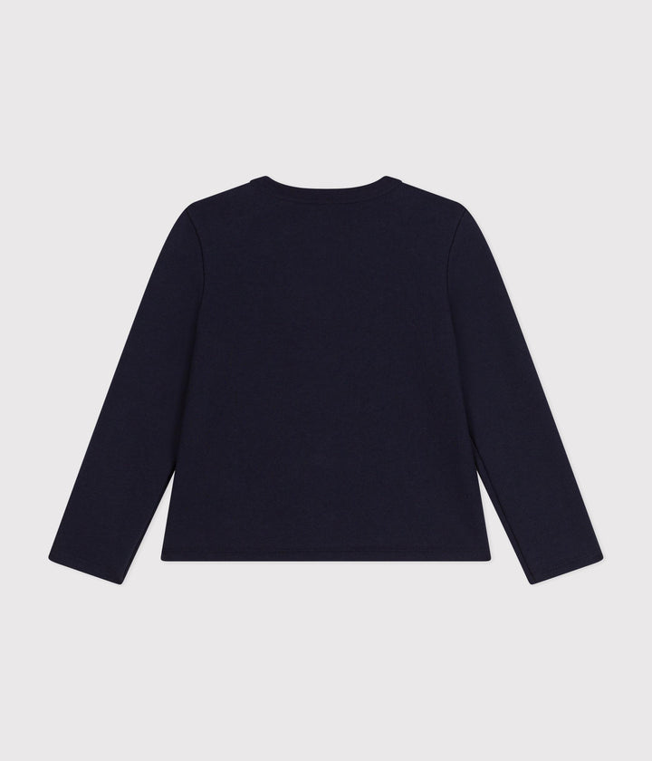 Cardigan blu in tessuto felpato bambina A0BEQ 04 PETIT BATEAU 