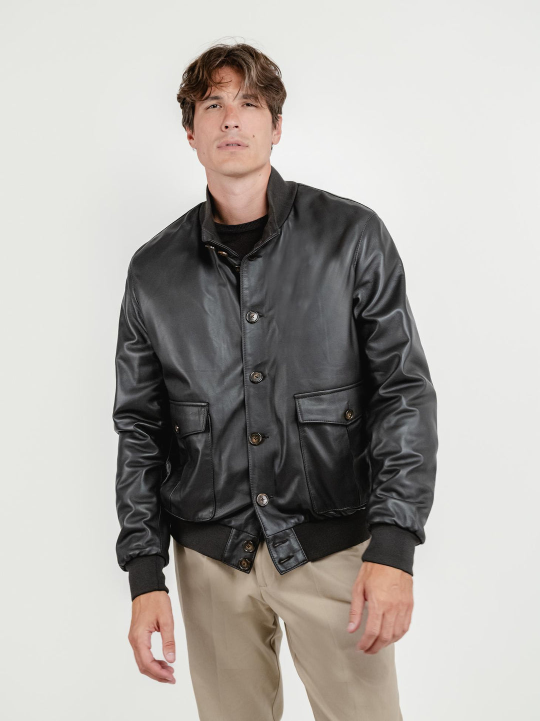 GIUBBOTTO IN PELLE TESTA MORO RENNA/TRAPUNTA NAPPA ANDREA MORANDO 