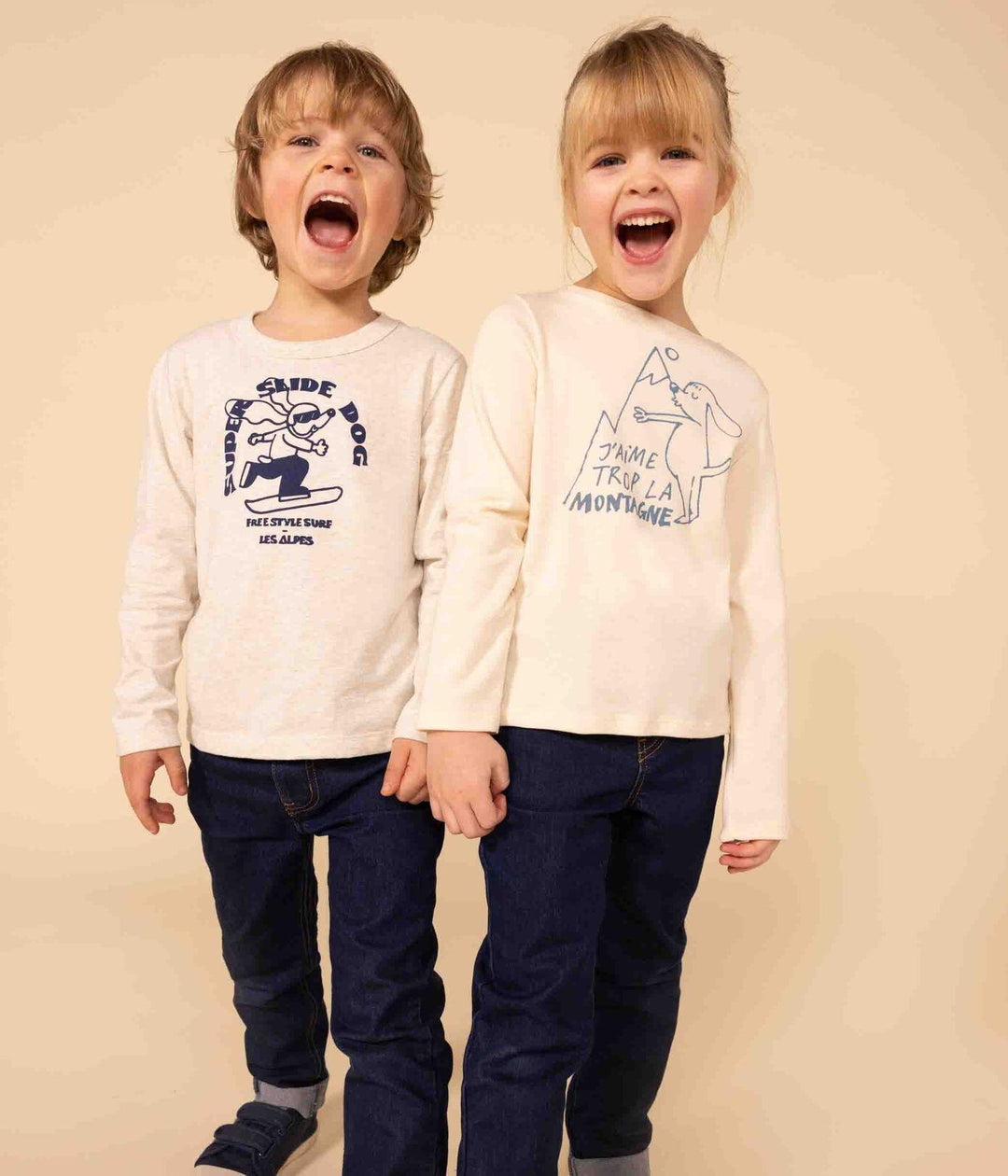 T-SHIRT MANICHE LUNGHE IN COTONE BAMBINA A08HF 03 PETIT BATEAU 