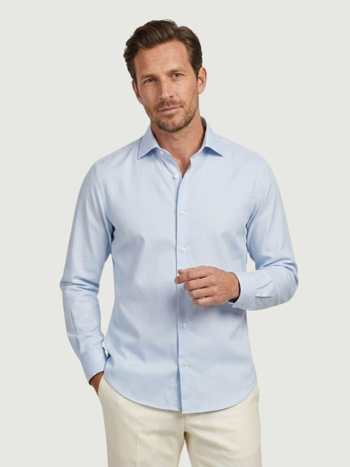 Camicia collo francese in cotone azzurra regular ASSISI ROYAL/REG 5710-1 ANDREA MORANDO 