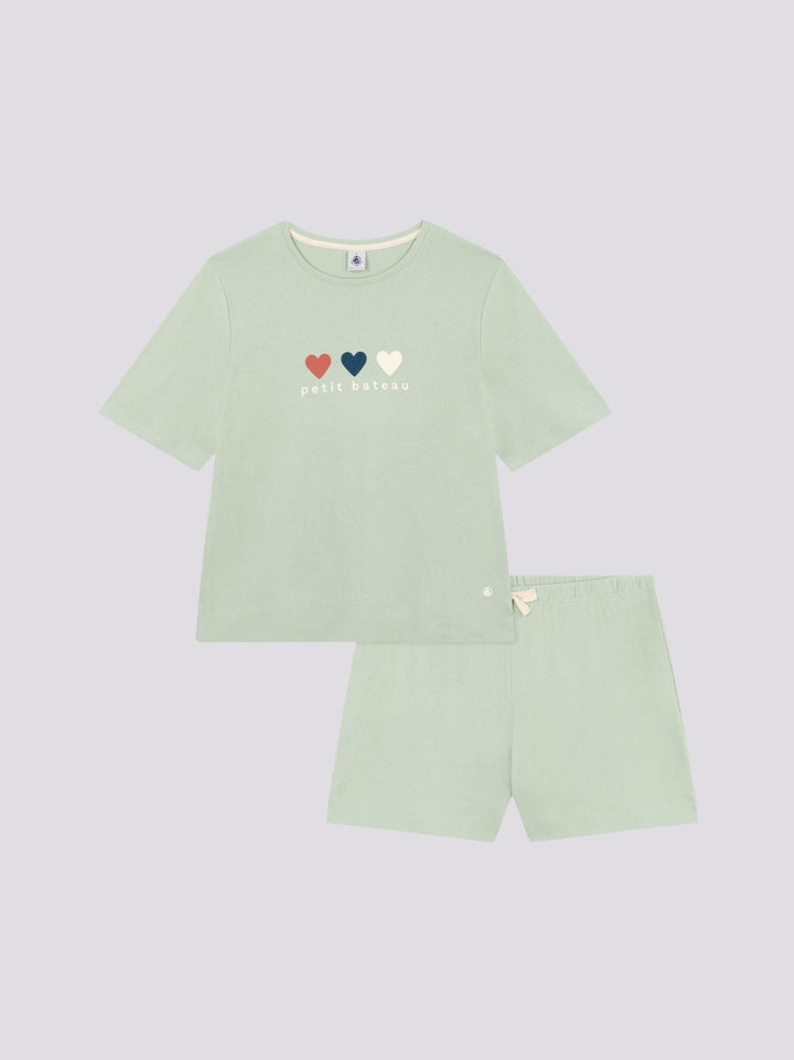 PIGIAMA SHORT E T-SHIRT IN COTONE A TINTA UNITA DONNA A0ADR 01 PETIT BATEAU 