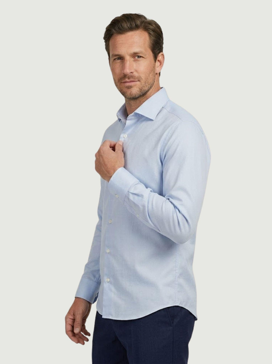 Camicia collo francese in cotone azzurra slim ASSISI ROYAL/SLIM 5710-1 ANDREA MORANDO 