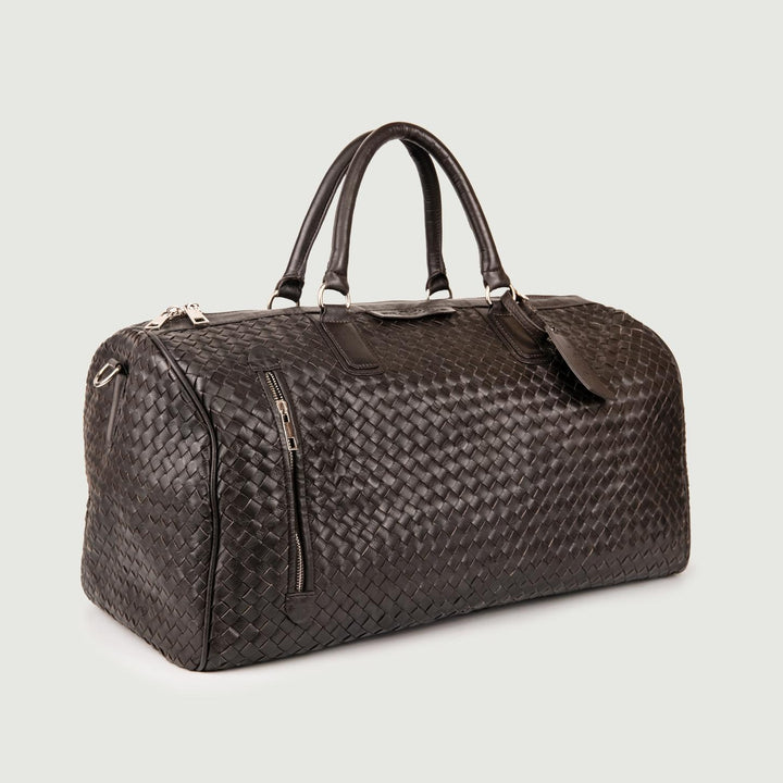 BORSONE IN PELLE INTRECCIATA DARK BROWN TOURIST 06 JACK LEATHER 