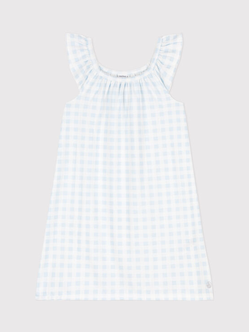 CAMICIA DA NOTTE STAMPA A QUADRETTI IN COTONE SOTTILE A06Y1 01 PETIT BATEAU 