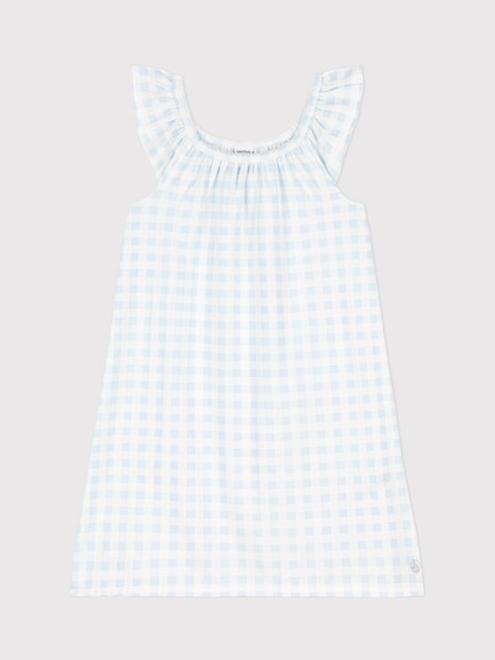 CAMICIA DA NOTTE STAMPA A QUADRETTI IN COTONE SOTTILE A06Y1 01 PETIT BATEAU 