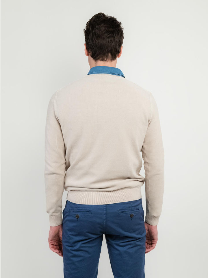 MAGLIA IN COTONE GRANA DI RISO COLOR SABBIA