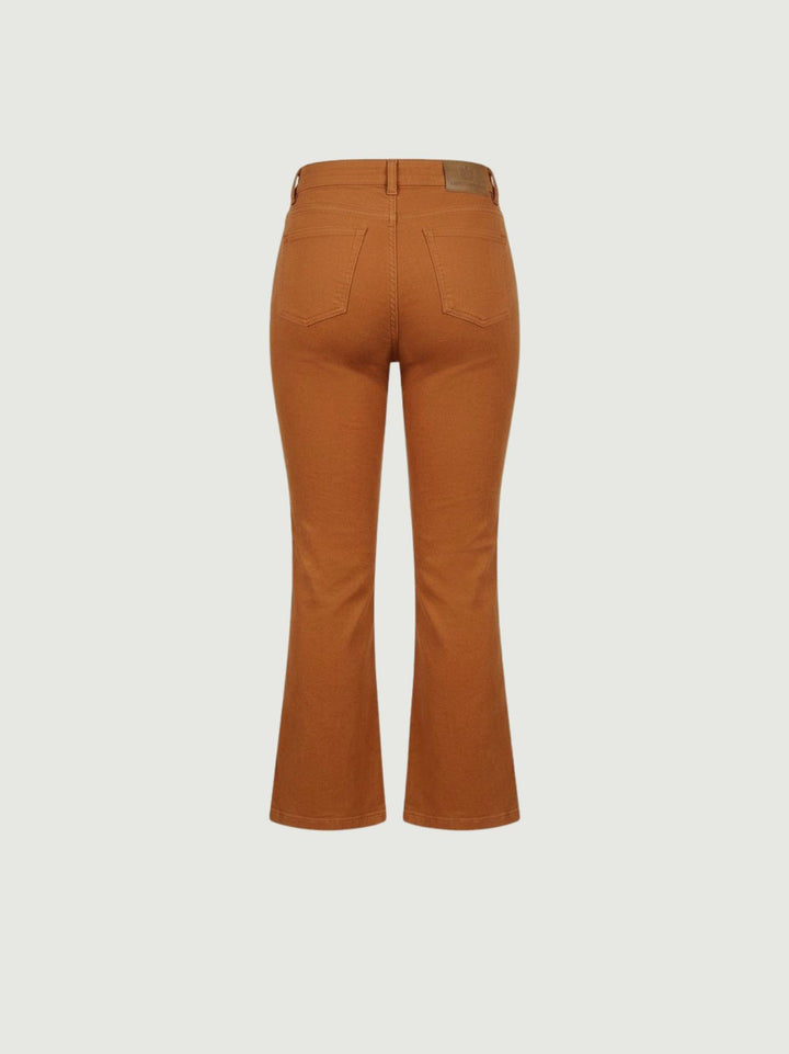Pantalone a trombetta sfrangiato in cotone cannella 80137G190 CANNELLA ANDREA MORANDO 