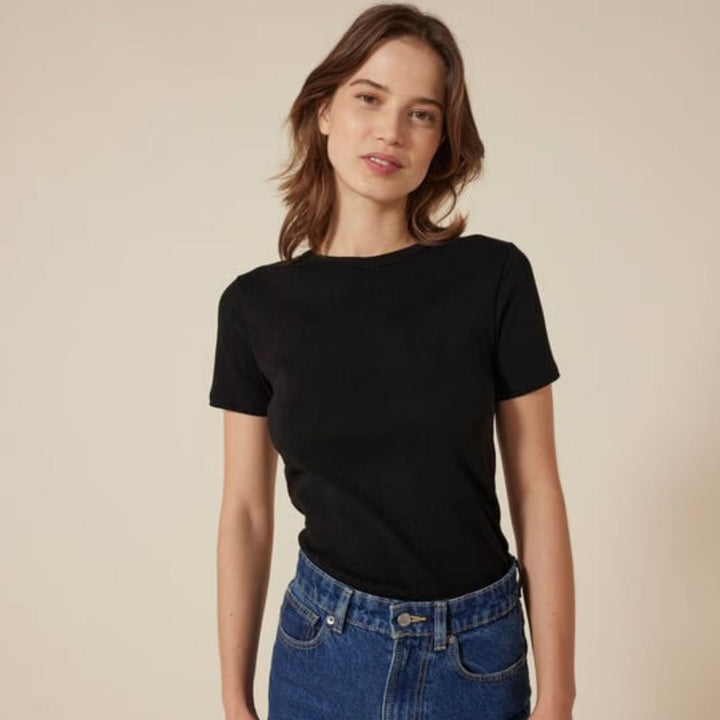 T-SHIRT ICONICA A MANICHE CORTE A COSTE TINTA UNITA DONNA A0AKE 01 PETIT BATEAU 