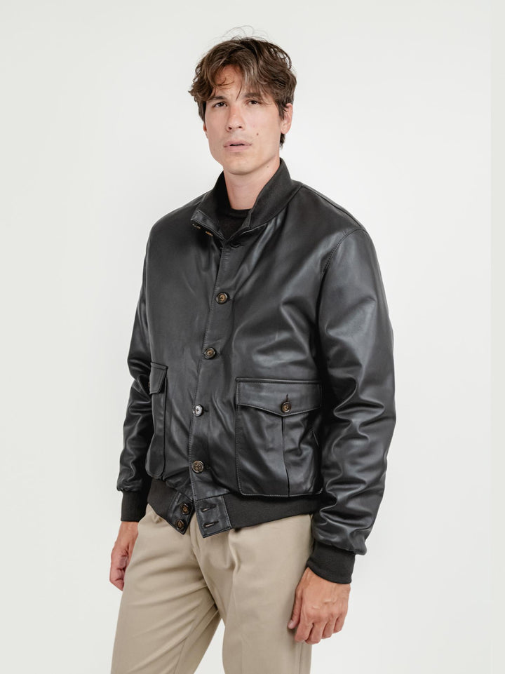 GIUBBOTTO IN PELLE TESTA MORO RENNA/TRAPUNTA NAPPA ANDREA MORANDO 