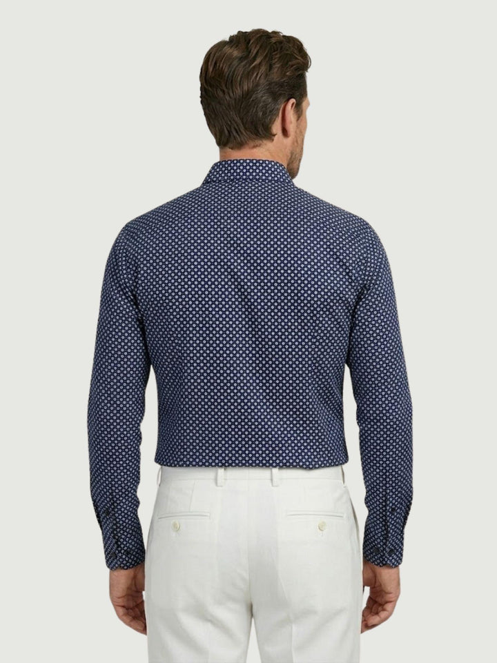Camicia no iron con micro fantasia floreale bianca e navy BU26S10CAFIO4159NY 200 ANDREA MORANDO 