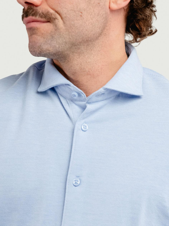 POLO CAMICIA IN COTONE PIQUET AZZURRA BU26W42CA 240 ANDREA MORANDO 