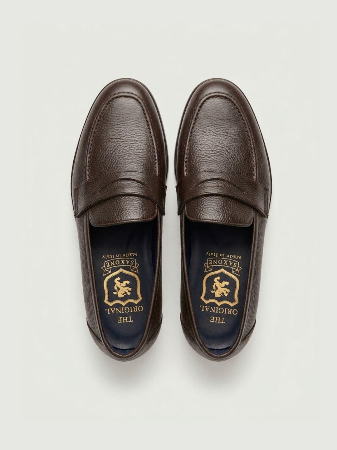 Mocassino penny in pelle martellata testa di moro 2023 74 SAXONE 