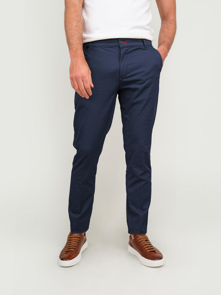 PANTALONE MISTO LINO E COTONE BLU 75903VEN 111 ANDREA MORANDO 