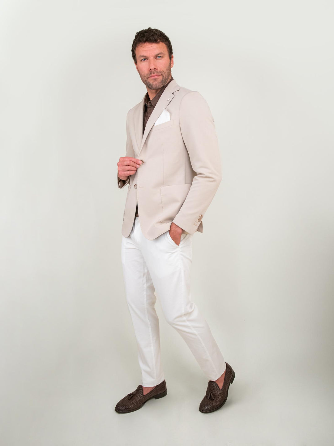 BLAZER DUE BOTTONI BEIGE CORDA FOX BEIGE ANDREA MORANDO 
