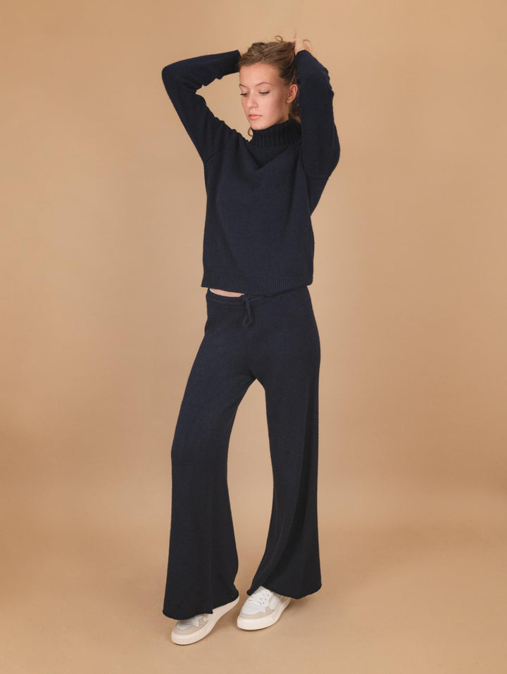 DOLCEVITA   CON MAXI COLLO IN MAGLIA BLU 0350/210 0115 BIMOR 