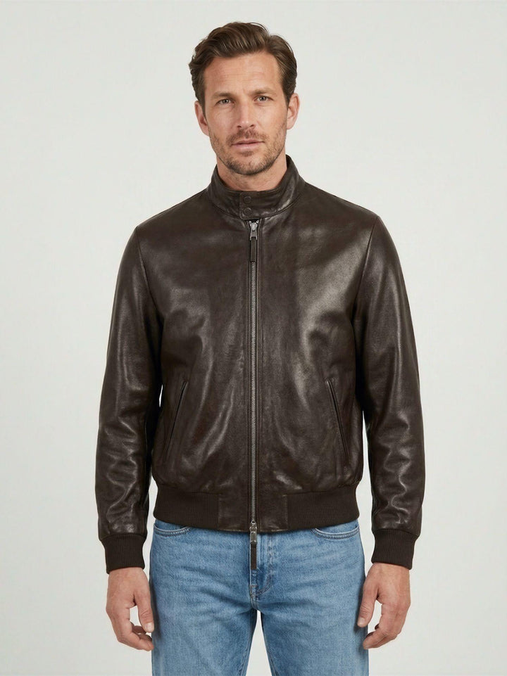Bomber in pelle Elvis marrone scuro ELVIS 06 JACK LEATHER 