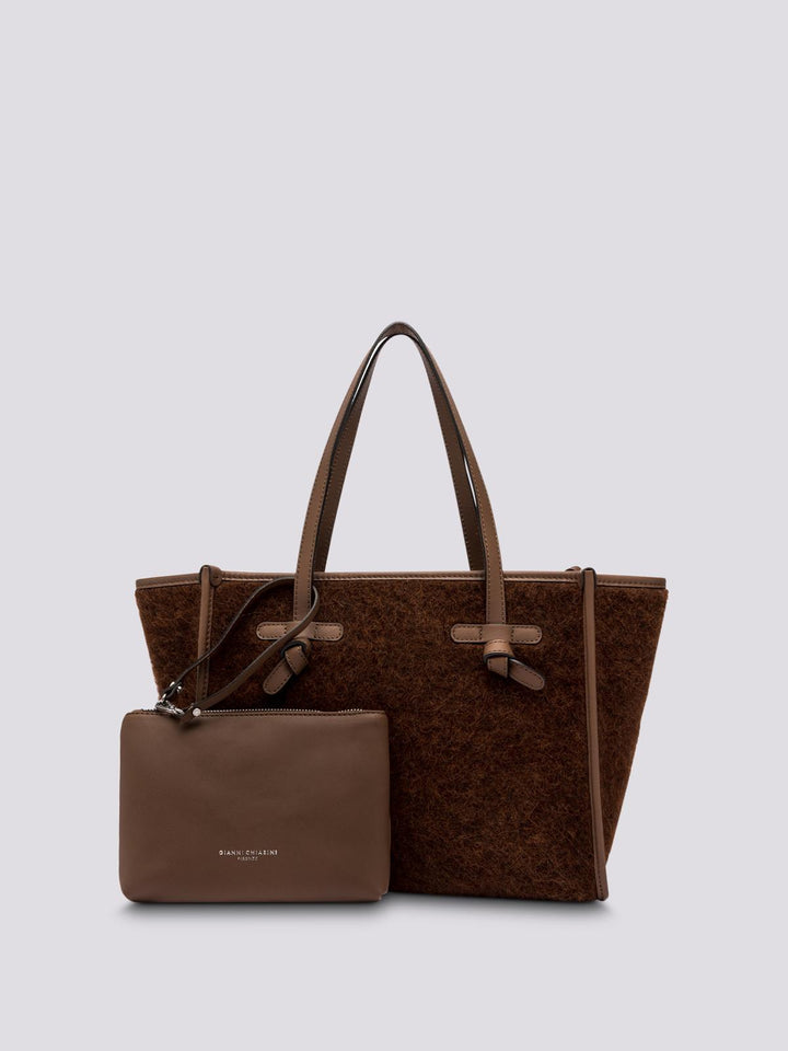 BORSA SHOPPING MARCELLA IN TESSUTO EFFETTO MOHAIR MARRONE BS 6849/23AI FURRY 3423 GIANNI CHIARINI 
