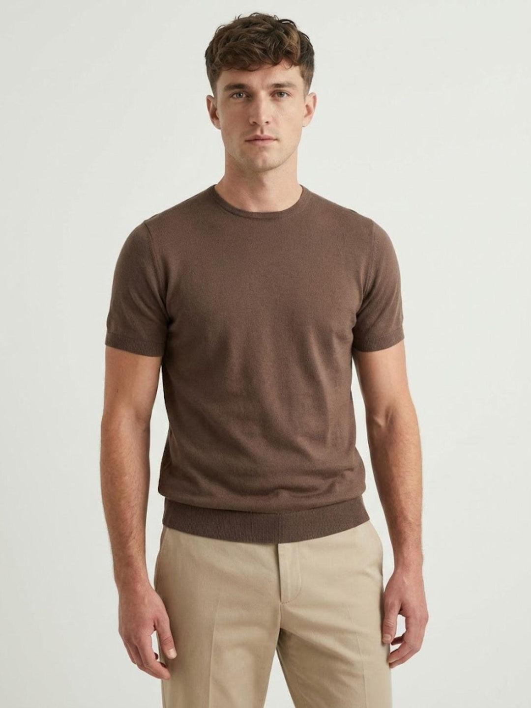 T-shirt in maglina di cotone moro VITTI MORO ANDREA MORANDO 