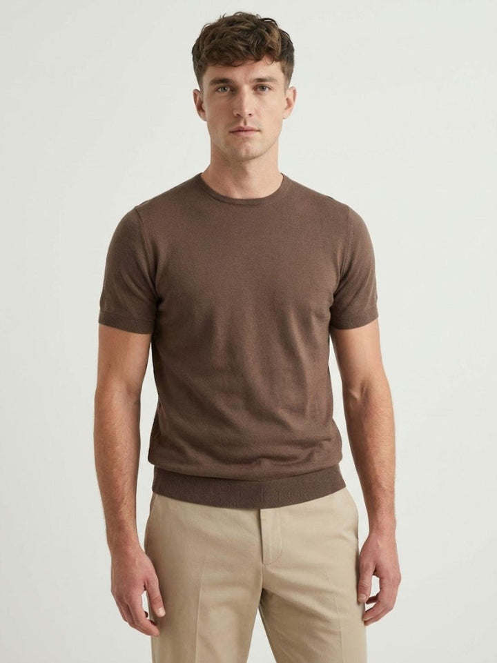 T-shirt in maglina di cotone moro VITTI MORO ANDREA MORANDO 