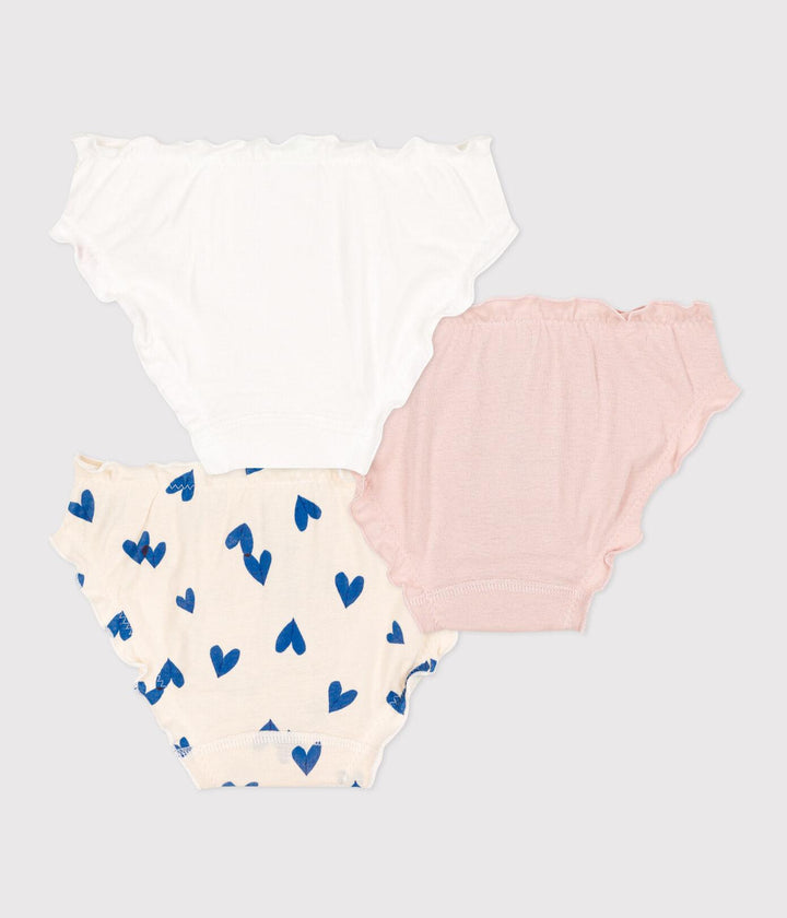 SET DI 3 SLIP BAMBINA IN COTONE CON MOTIVO CUORE A088T 00 PETIT BATEAU 