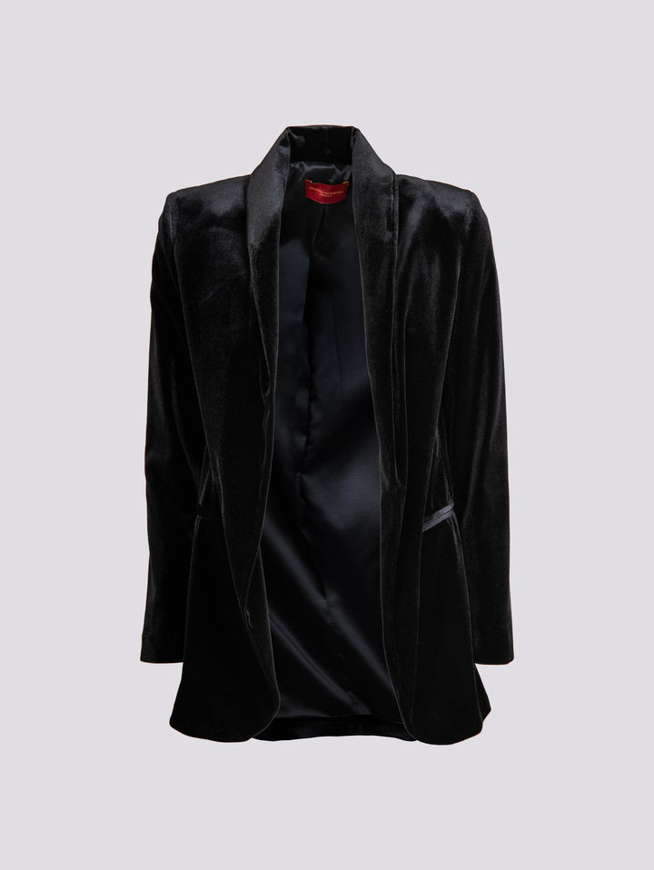 BLAZER APERTO IN VELLUTO NERO 1437/289 12 ANDREA MORANDO 