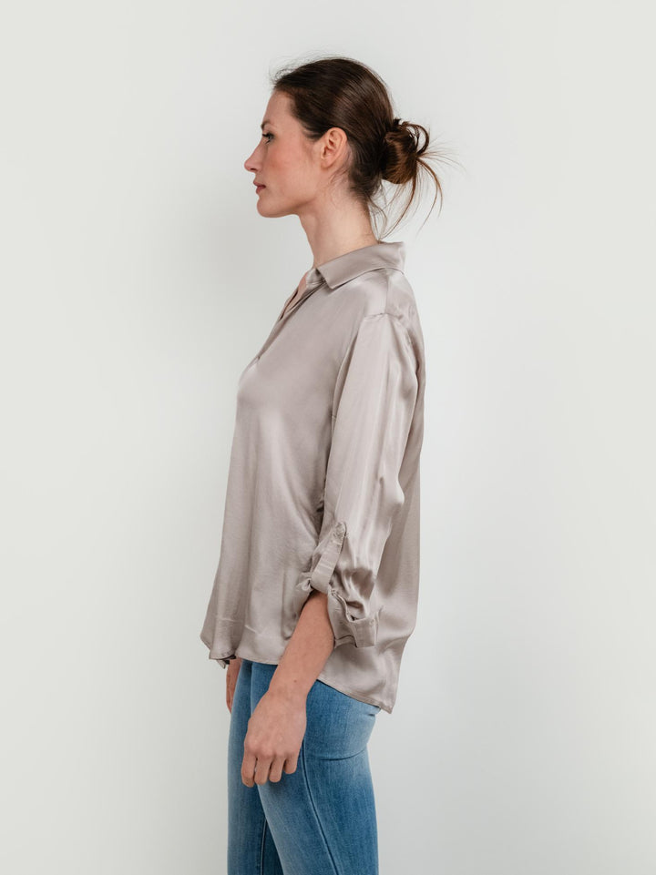 Camicia in raso sabbia
