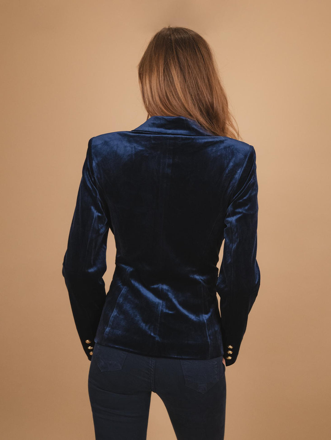 Blazer doppiopetto in velluto blu V2021 BLU ANDREA MORANDO 