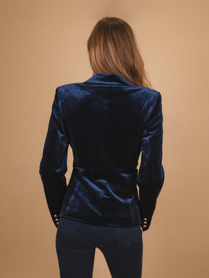 Blazer doppiopetto in velluto blu V2021 BLU ANDREA MORANDO 