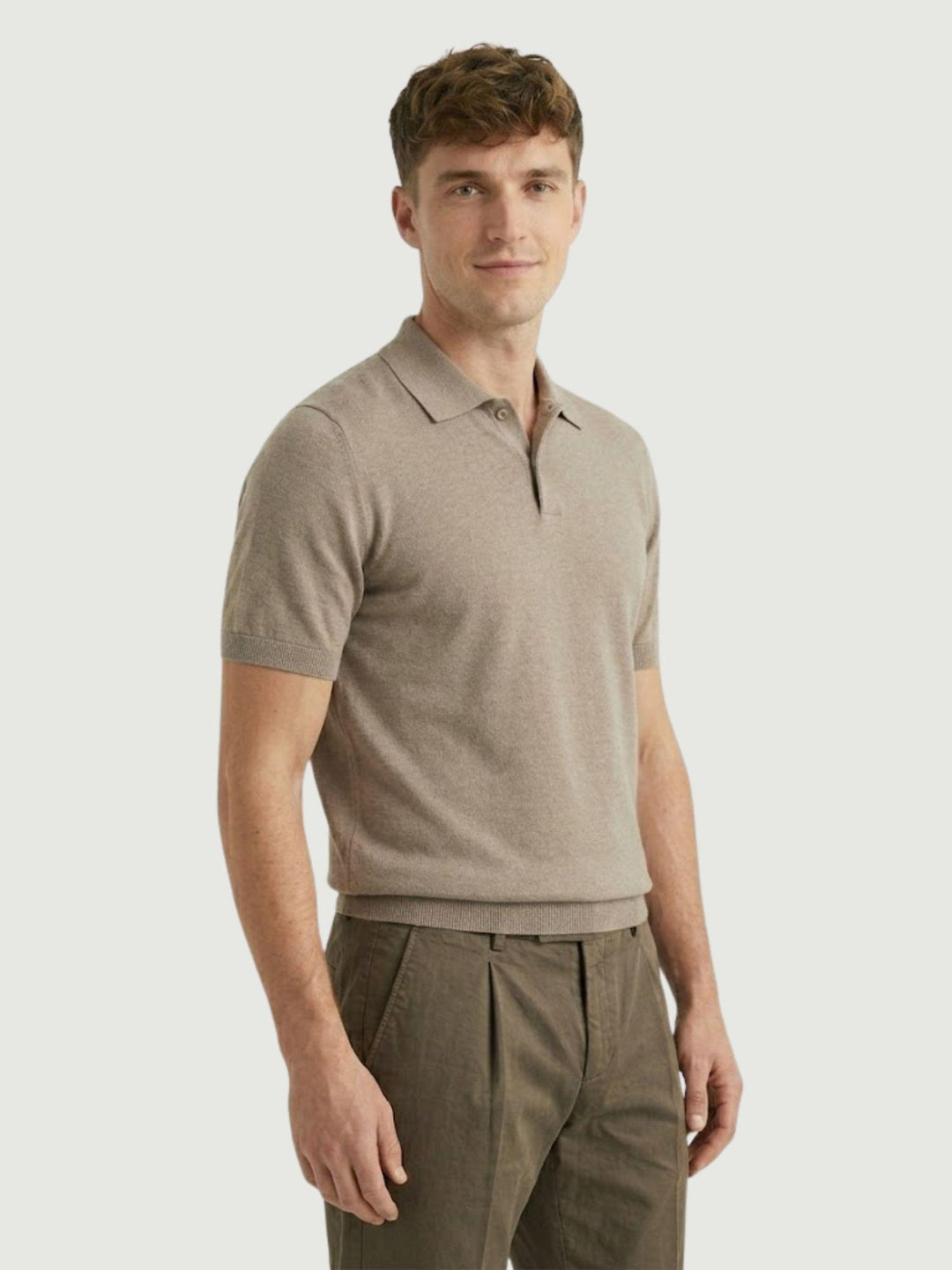 Polo in cotone extrafine nocciola 5048126 672 ANDREA MORANDO 