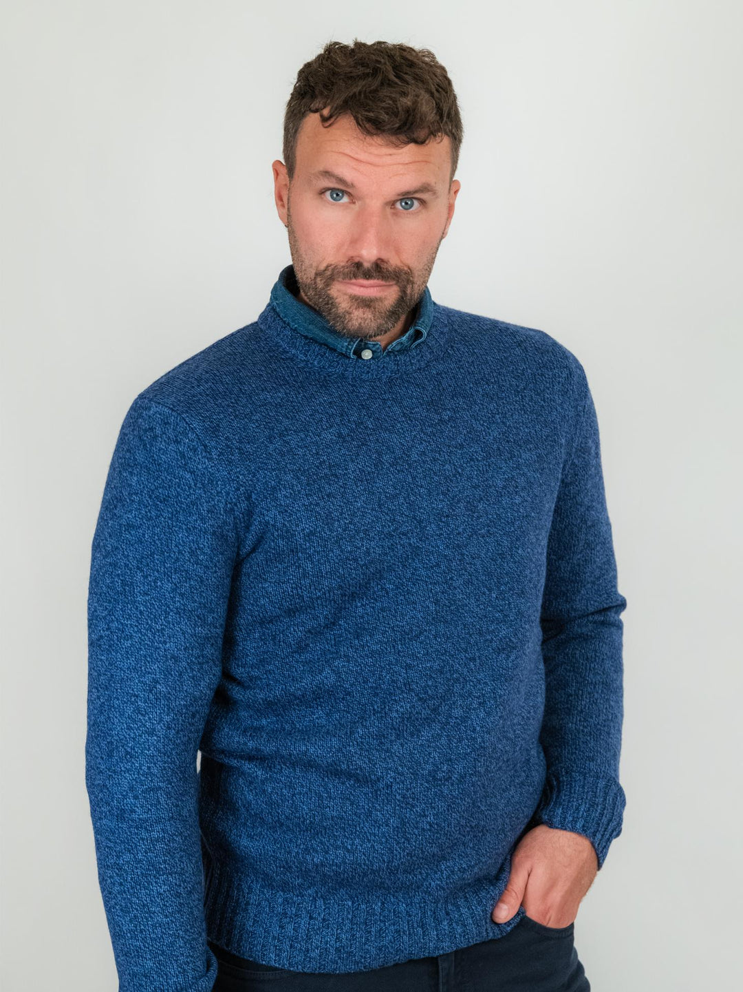 GIROCOLLO BLUETTE MELANGE MISTO CASHMERE 87071 421 ANDREA MORANDO 
