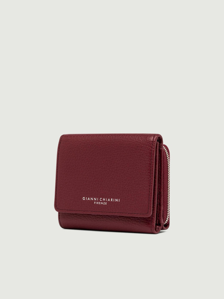 Mini portafoglio in pelle martellata bordeaux 5080 GRN 6731 GIANNI CHIARINI 