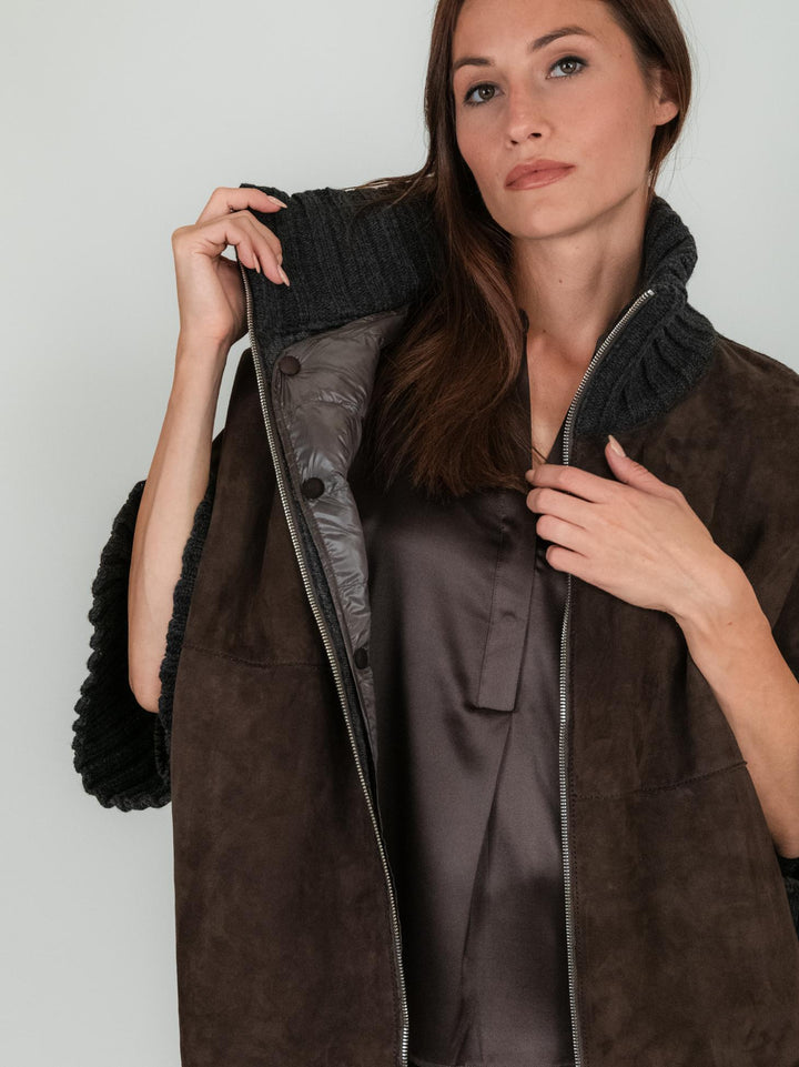 GIACCA MANTELLA ADELE CON PIUMINO 3 IN UNO TESTA MORO ADELE KNIT 618 JACK LEATHER 
