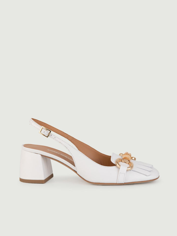 Décolleté SLING BACK BIANCA CON TACCO QUADRATO L6002 BIANCO ANDREA MORANDO 