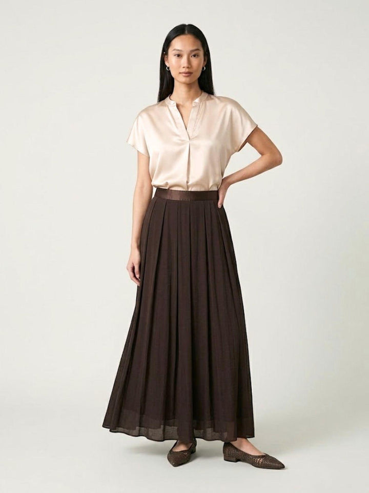 Gonna maxi plissettata color cioccolato SK1019 CIOCCOLATO ANDREA MORANDO 