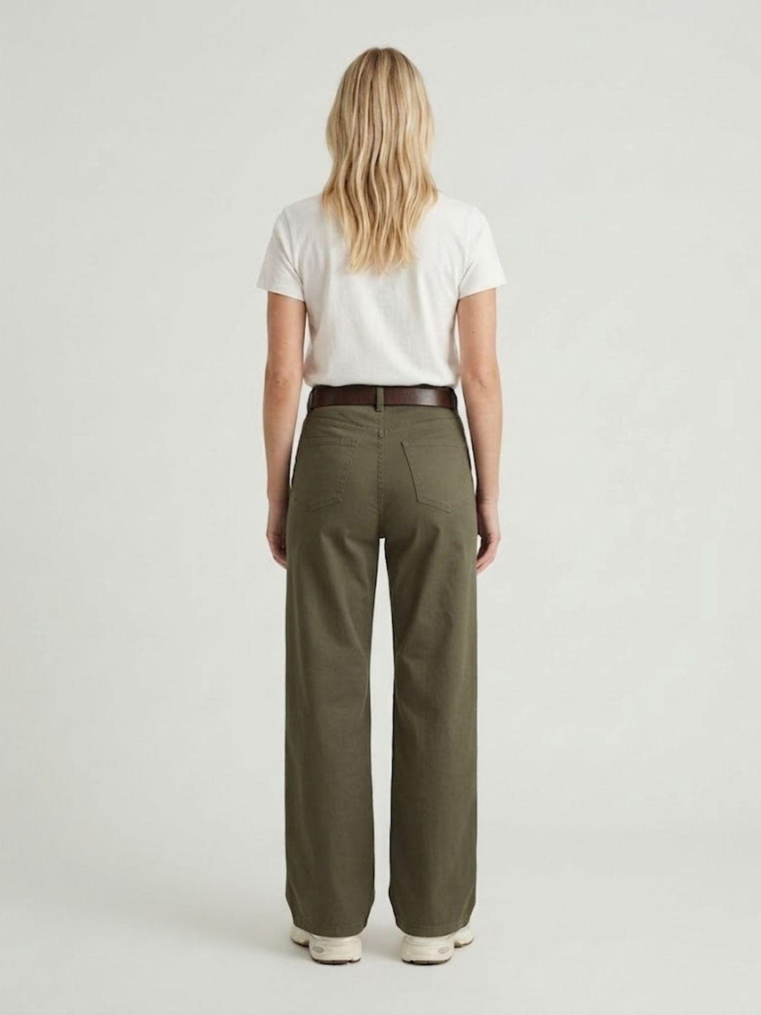 Pantalone a palazzo gamba ampia in cotone verde militare 5546 MILITARE ANDREA MORANDO 