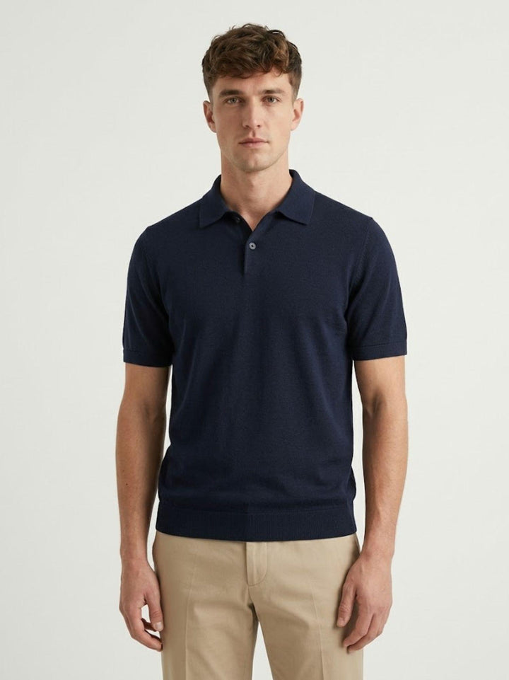 Polo in cotone extrafine navy 5048126 220 ANDREA MORANDO 