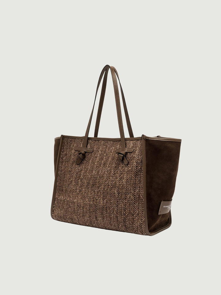 Shopping Marcella grande in paglia cioccolato BS 12360/COMM MDN 13840 GIANNI CHIARINI 