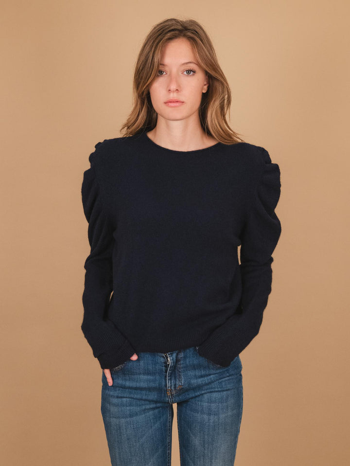 MAGLIA GIROCOLLO CON MANICHE A PALLONCINO BLU 0370/312 0115 BIMOR 