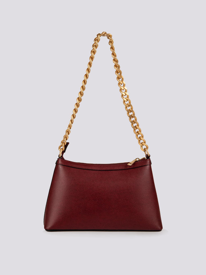 BORSA  QUEEN CON CATENA ORO  IN PELLE BORDEAUX QUEEN BORDEAUX BIMOR 