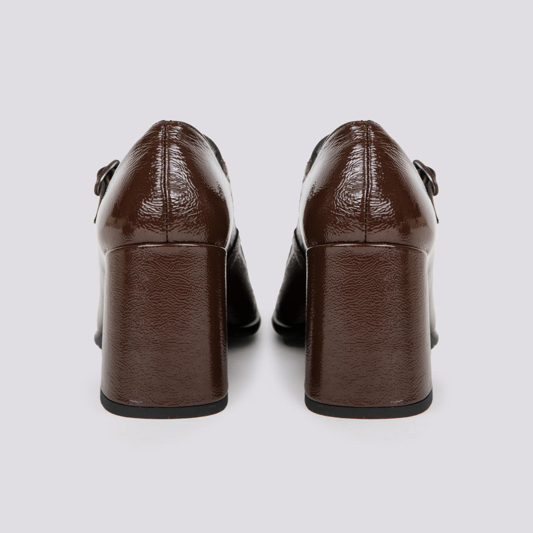 DECOLLETE CON CINTURINO IN NAPLAK MARRONE 8549/10 T.MORO ANDREA MORANDO 
