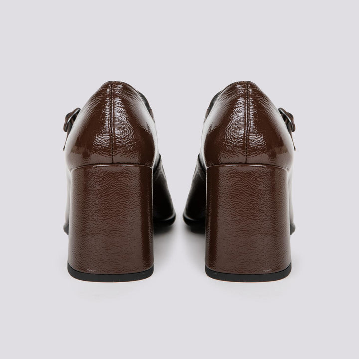 DECOLLETE CON CINTURINO IN NAPLAK MARRONE 8549/10 T.MORO ANDREA MORANDO 