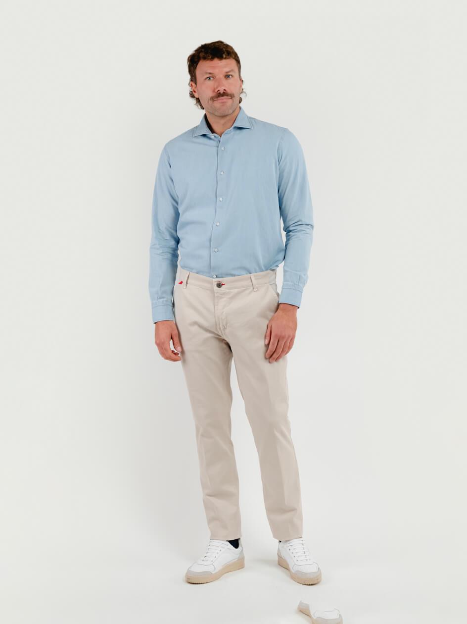 PANTALONE IN COTONE BEIGE 7657TO BEIGE ANDREA MORANDO 
