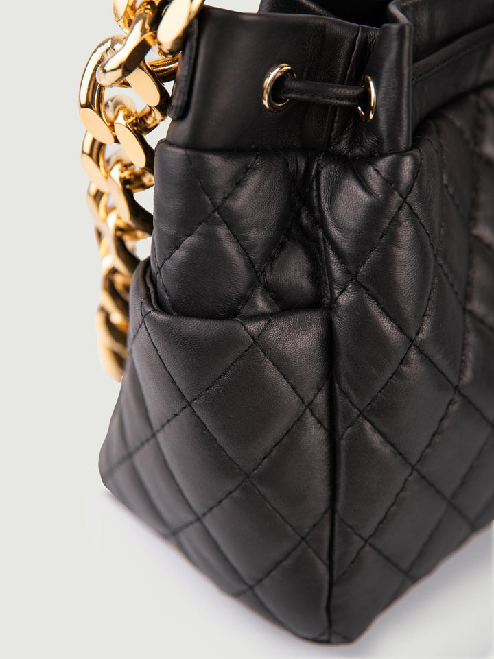 SECCHIELLO IN PELLE TRAPUNTATA BUCKET BUCKET NERO BIMOR 