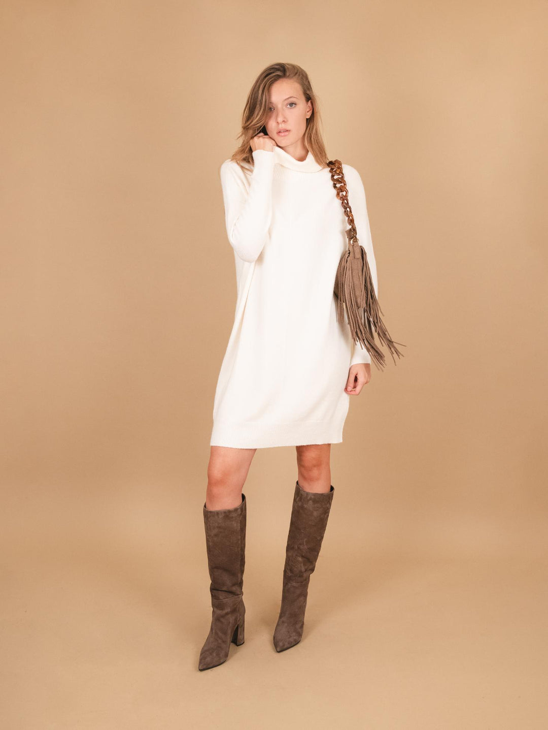 MAGLIA ABITO CON COLLO ALTO PANNA 0370/225 0248 BIMOR 