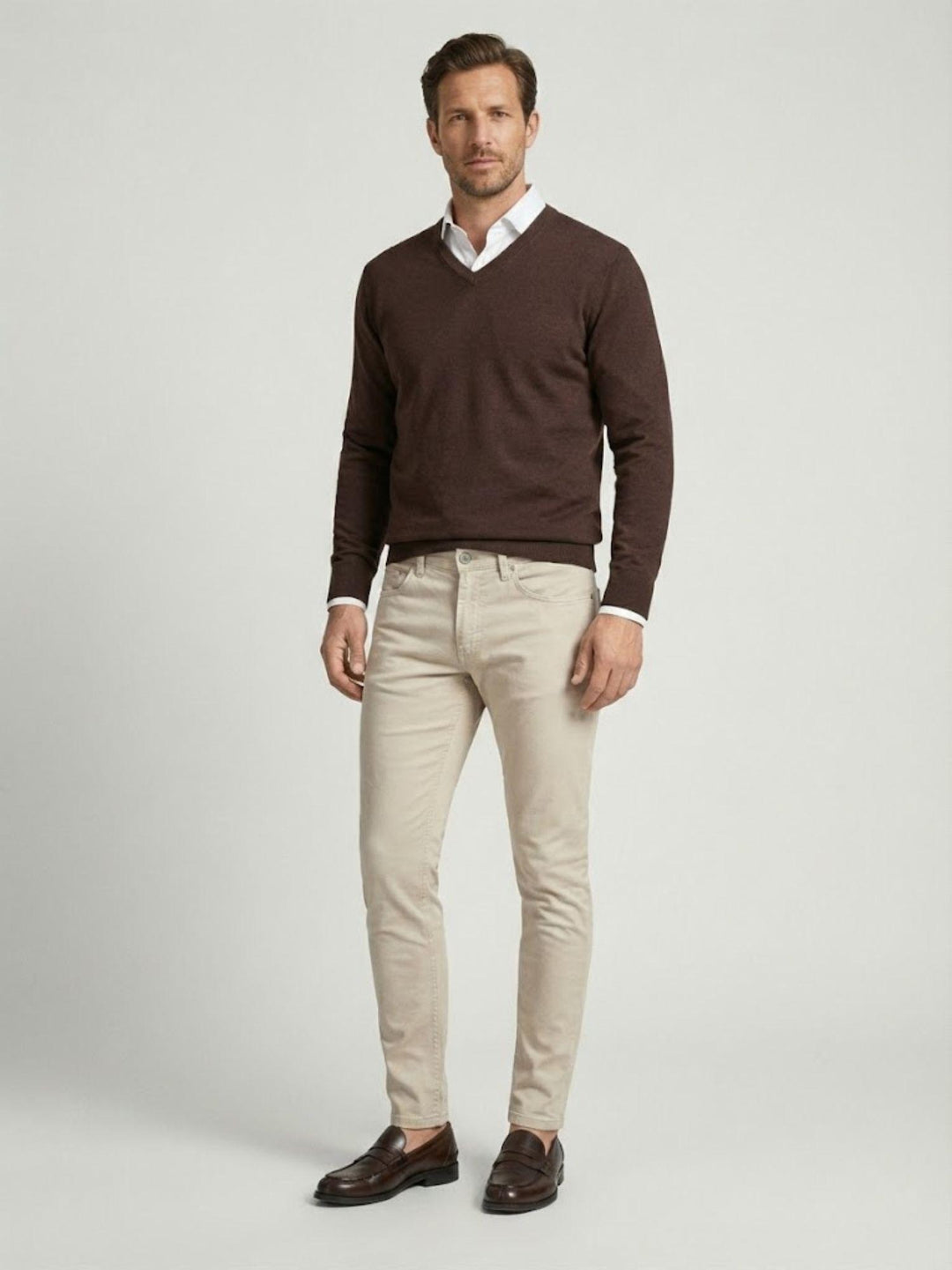 Pantalone cinque tasche in cotone beige 7607GB BEIGE ANDREA MORANDO 