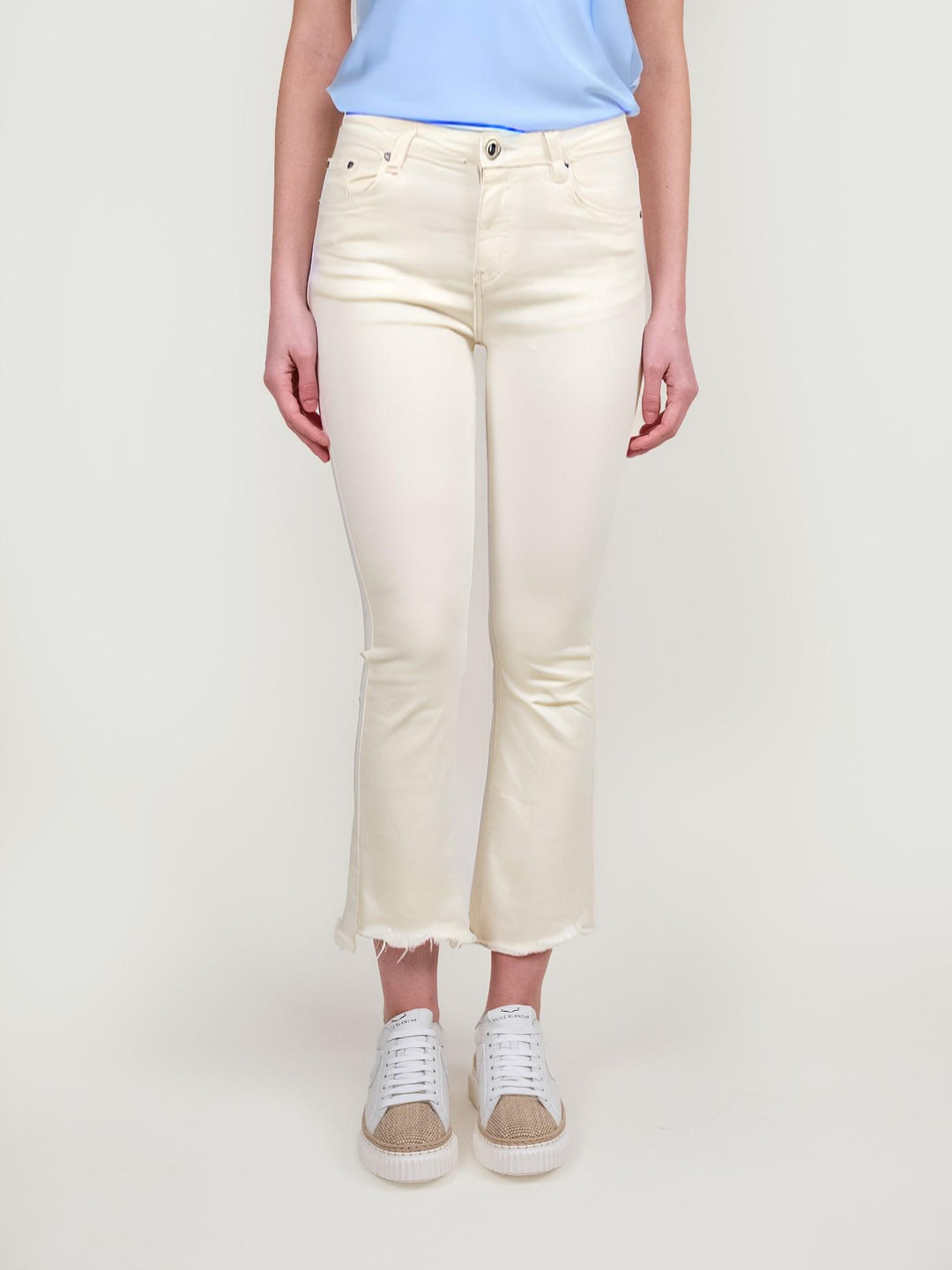 PANTALONE 5 TASCHE SFRANGIATO Bianco 6826/26 BURRO ANDREA MORANDO 